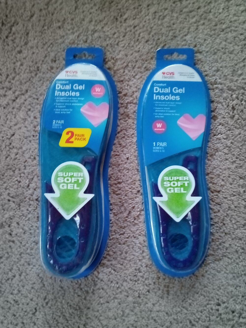 Lot of 3 CVS Health Comfort Dual Gel Insoles Women’s Sz 5-10 BS2